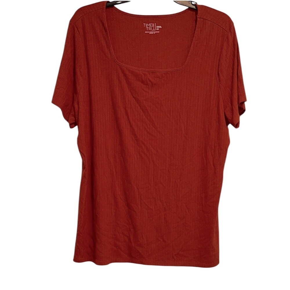 Time and Tru Women's Rust Short Sleeve Top size XXXL  square neckline